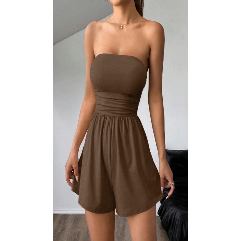 Women S Leopard Print Strapless Romper Summer Fashion Plus Size Vacation