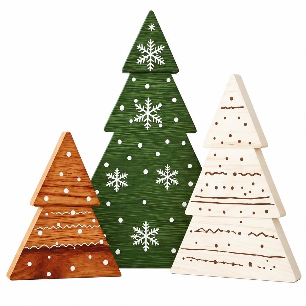 3Pcs Tabletop Christmas Decor Freestanding Farmhouse Christmas Ornament  Home Office