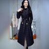 High-End Women's Black Diamond Pattern Long Padded Coat - Winter 2025