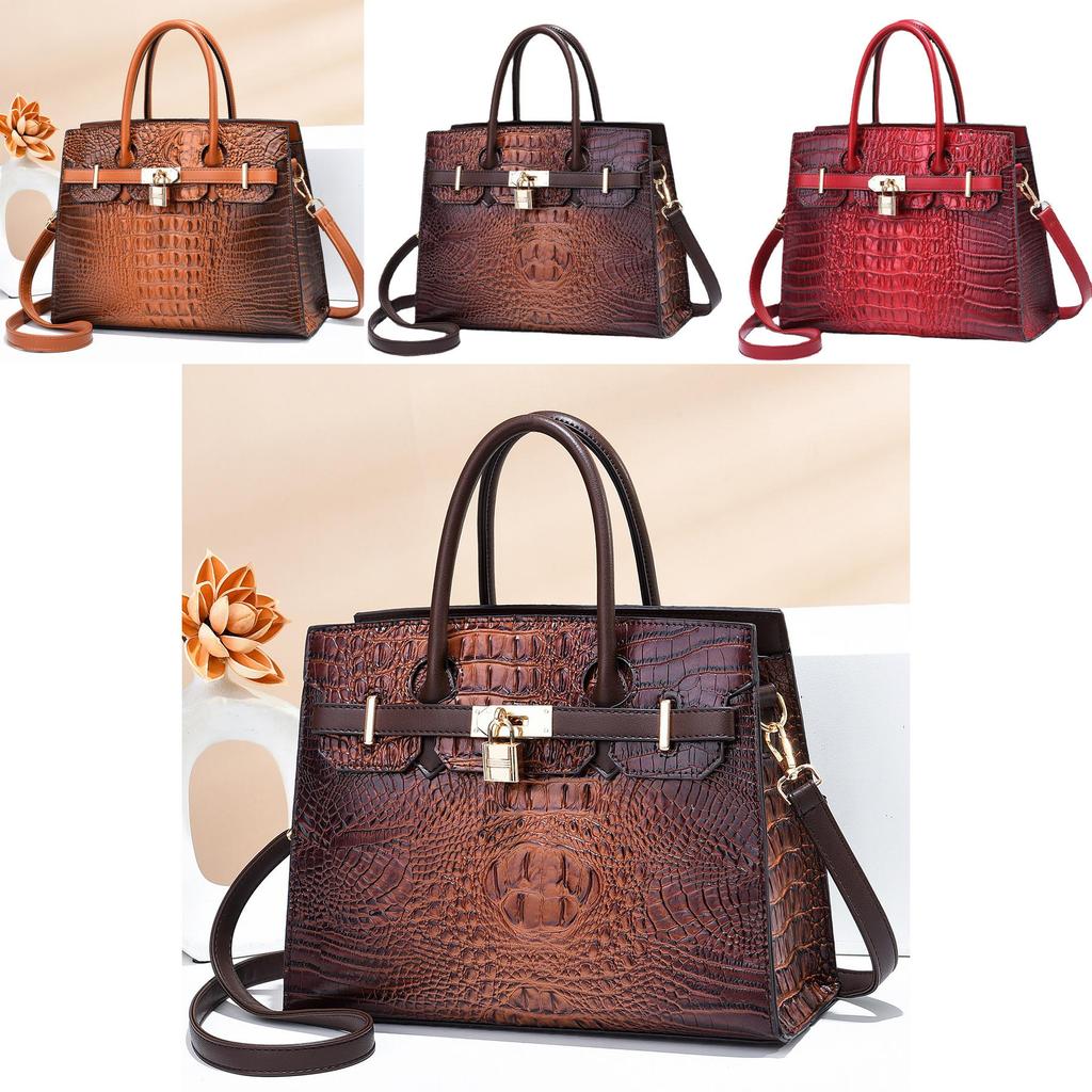 Stylish Large Capacity Crocodile Pattern Tote Handbag For Trendy Everyday Use