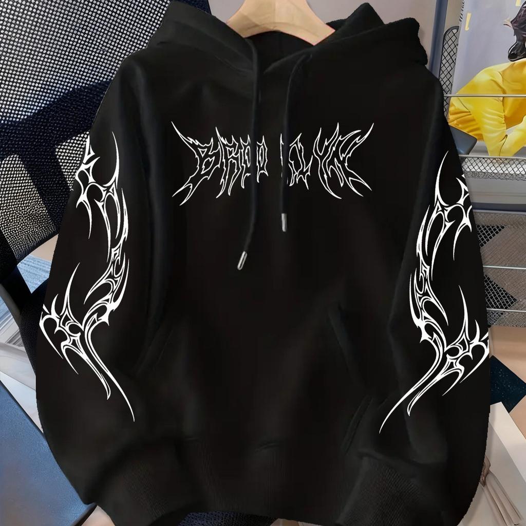 Dark Wind Hooded Sweater Men's Large Size Sweater Magic Sword Printed Jacket Vintage Street Top Tide