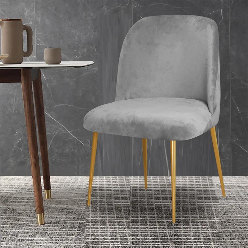 Solid Color Velvet Chair Cover Duckbill Curved Dining Chair Slipcover Short Back Thick Stretch Seat Cover For Living Room El