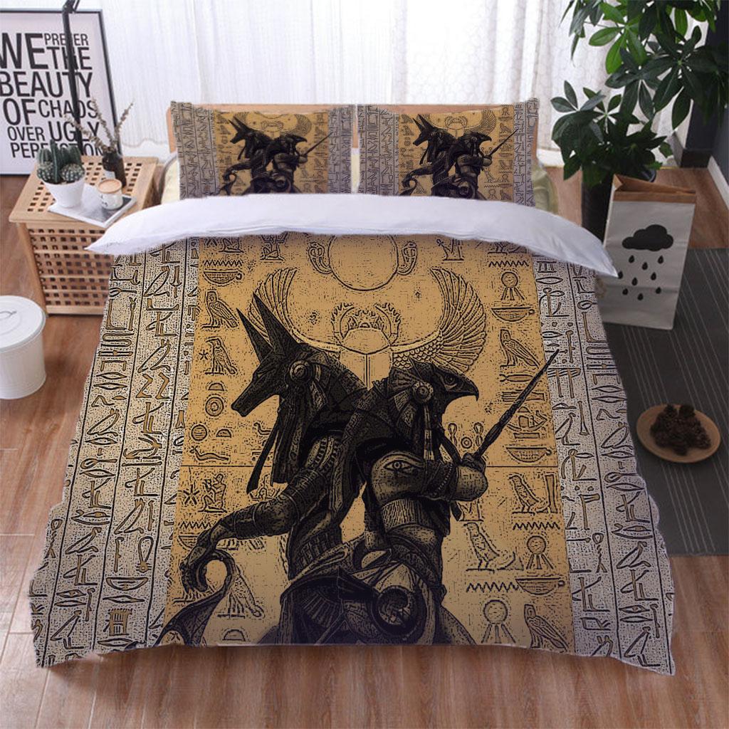 Einzelbett-Set 3D Altes Ägyptisches Muster Kinderdesign Bettwäschesets Einzel- Doppelbett Bettbezug-Set und 2 Stück Kissenbezug