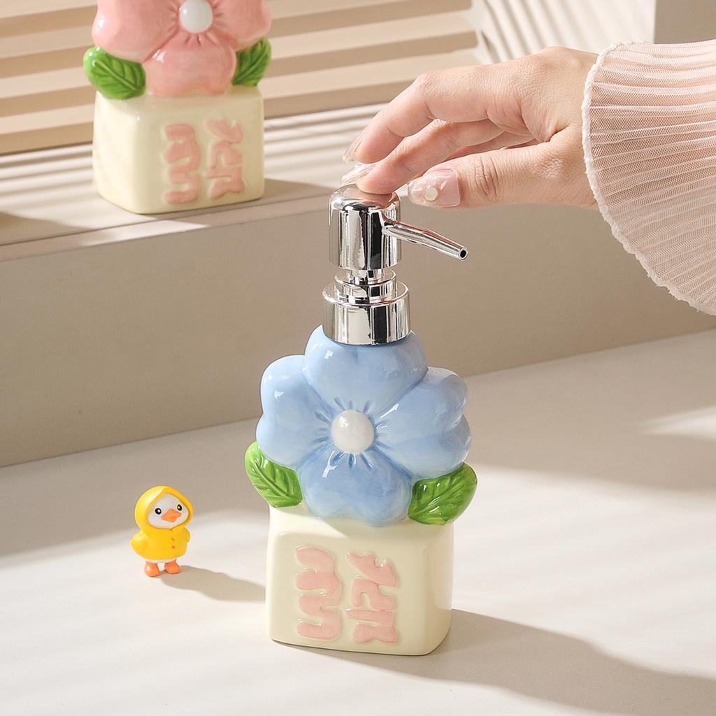 Soap dispenser creative flower lotion press bottle hand sanitizer bottle bathroom shower gel shampoo ceramic bottle bathroom