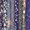 Set of 8 Cotton Quilting Fabric Scraps for Patchwork and Cute Cut Cloths Blue with Chrysanthemum 100% Crafts, 46x56cm, (Dark Design)