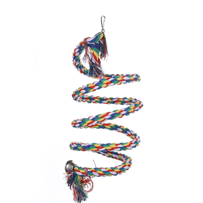 Cotton Rope Spiral Ladder: Colorful Chew Toy and Climbing Stand for Parrots