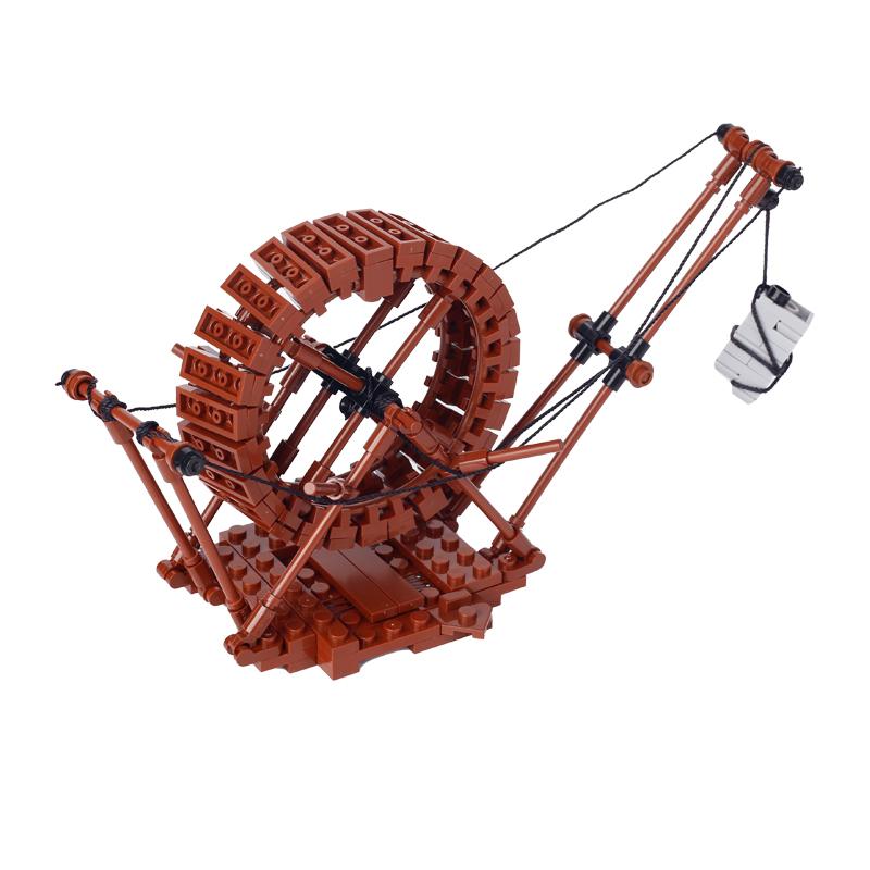 MOC Set de Briques de Construction Château Panneau d'Affichage Tente Catapultes Médiévales Fontaine puits Tas de Fourrage Jouet en Brique Assemblé