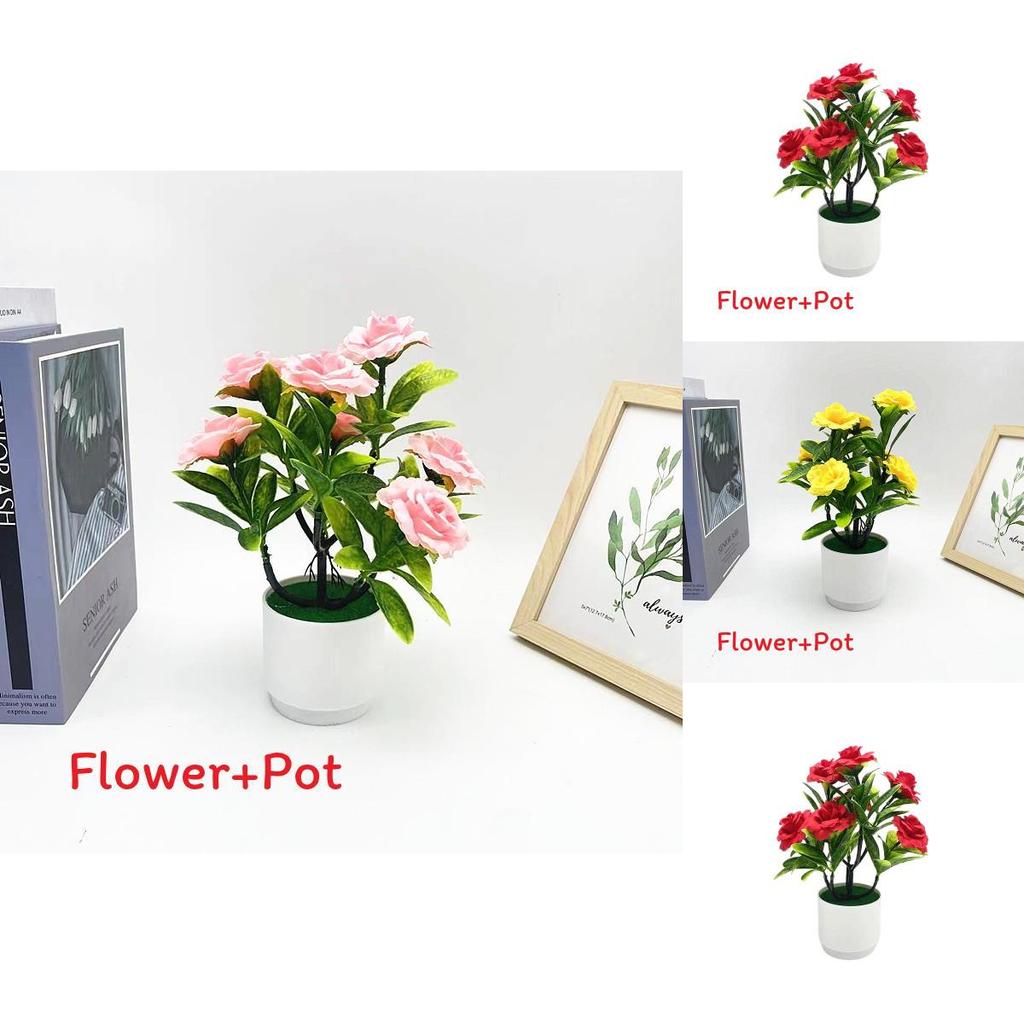 Romantic Rose Bonsai Artificial Plant For Valentines Day Gift And Indoor Decoration With Durable Material