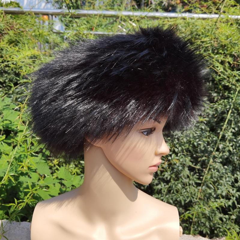 Unisex Thick Fur Dome Cap Retro Warm Flat Top Hat Outdoor Winter Accessories