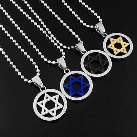 Unisex mote anheng i rustfritt stål jødisk Davidsstjerne halskjede smykker