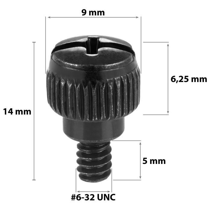 Vis Moletées - POPPSTAR - 6-32 X 6mm - Lot De 25 - Acier - Noir