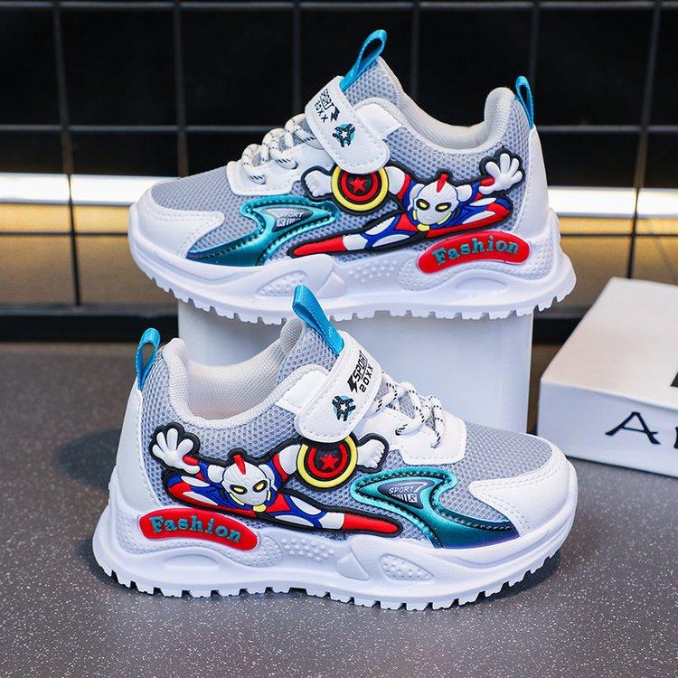 

Breathable Boys Spring Autumn Double Mesh Sneakers Cartoon Comfortable Running Shoes size 26 серый