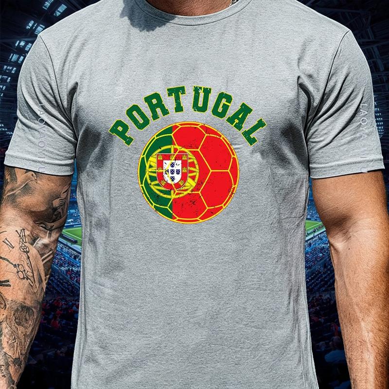 Portugal Champion Soccer T Shirt Unisex Unisex Vintage Football National Flag Emblem Print Cotton Fan Casual Short Sleeve Tee