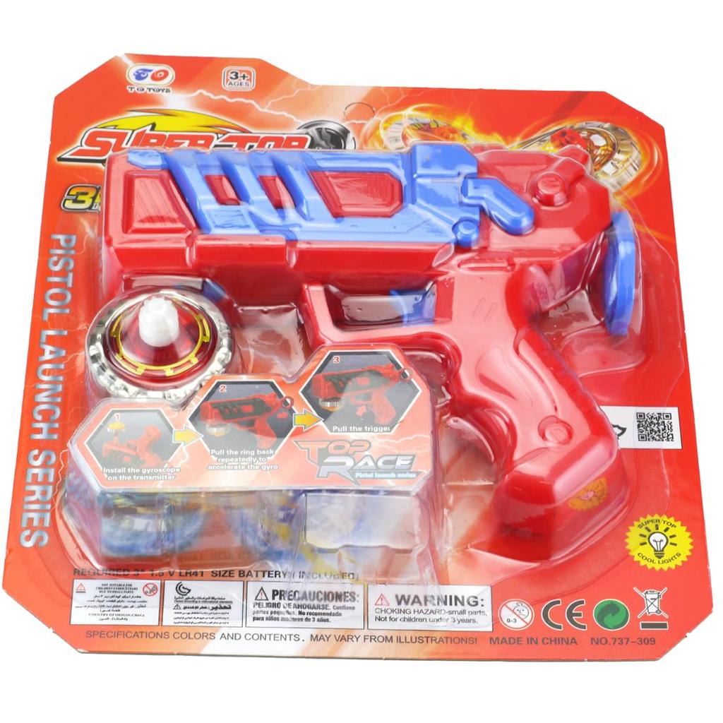 Spin Gear Top Gun Shooter Battle Top Light-Up (Red)
