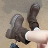 Short Martin Boots Women'S Trousers Round Head Rad Brown Boots Thick-Soled Retro American British Style
