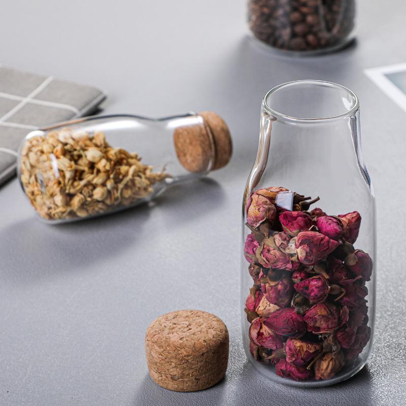 Glass Storage Jar Cork Sealed Jar Household Kitchen Grain Coffee Bean Storage Jar Milk Bottle Storage