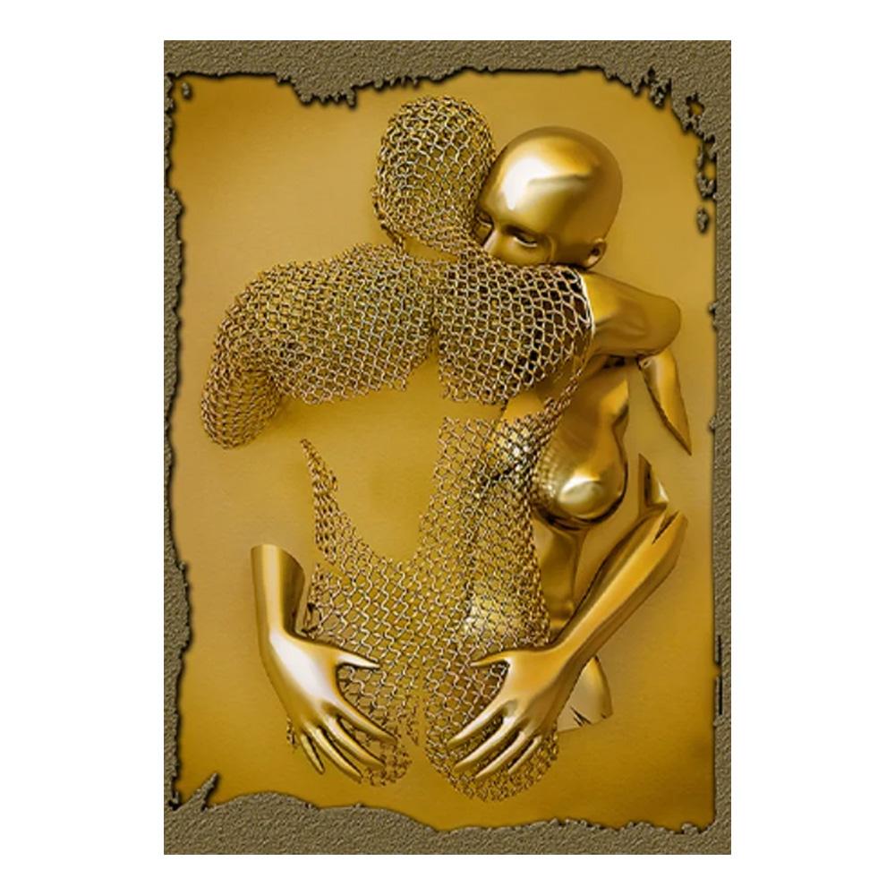 Metal Figure Statue Art Poster High Definition Printing Canvas Painting Prints Couple Sculpture Living Room Home Decor Picture