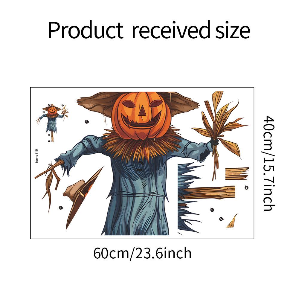 

Хэллоуин Мультфильм Пугало Витрина Фон Декоративные Наклейки Самоклеящиеся 40*60CM/fun-e119