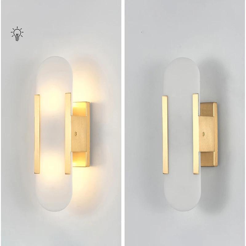 Glass Modern Wall Lamp Fixtures Creative Bedroom Bedside LED Wall Decor Sconce Light Lighting for Bedroom Living Room Home Decor