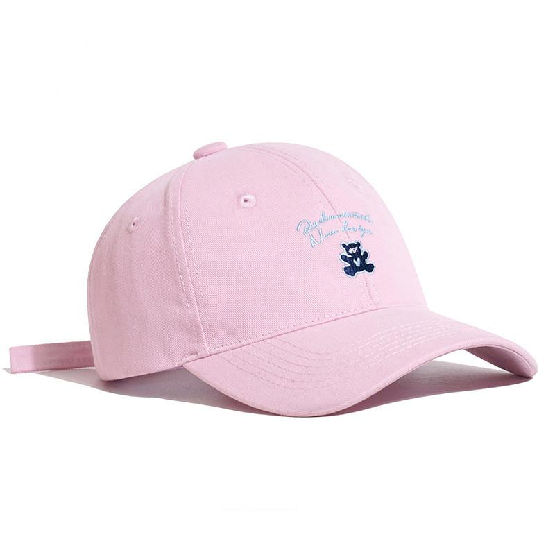 Cute Korean Style Embroidered Cotton Baseball Cap With Wide Brim For Casual Wear