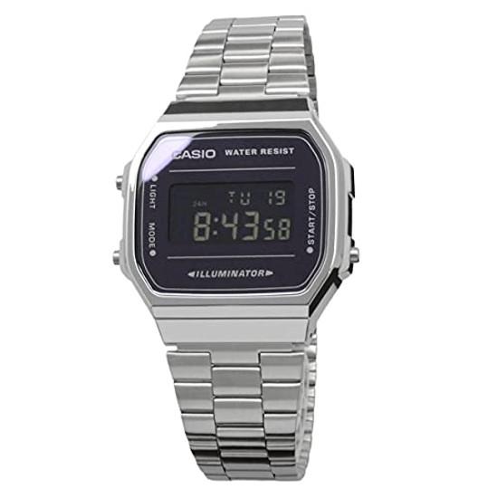 CASIO Digital Watch Vintage Series A168WEM-1 Silver Black Men Women Kids Overseas Model