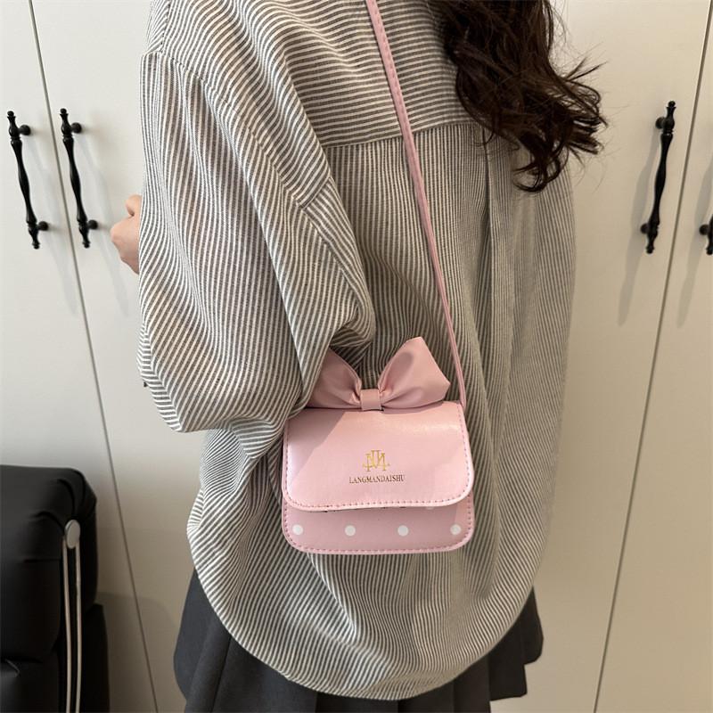 Girl Butterfly Knot Pu Mini Shoulder Bag With Cell Phone Pocket For Daily Use