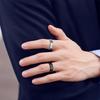 Matte Bevel Stainless Steel Couple Ring - 8/6mm Wide, 18K Gold Plated