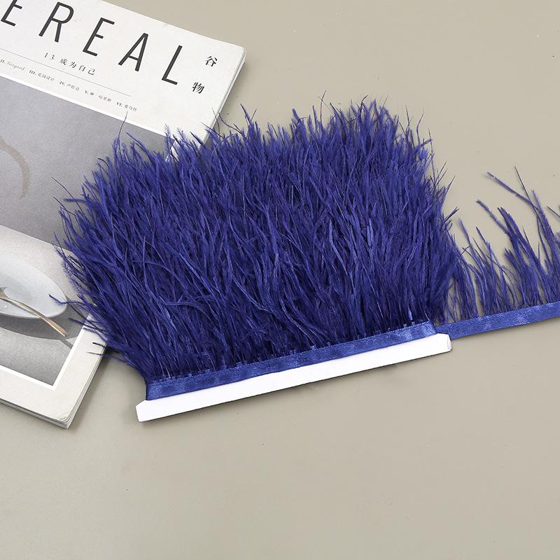 Color 8-10 Cm Ostrich Hair Cloth Edge Clothing Cuffs Hem Ostrich Feather Strips Cloth With Accessories Lace