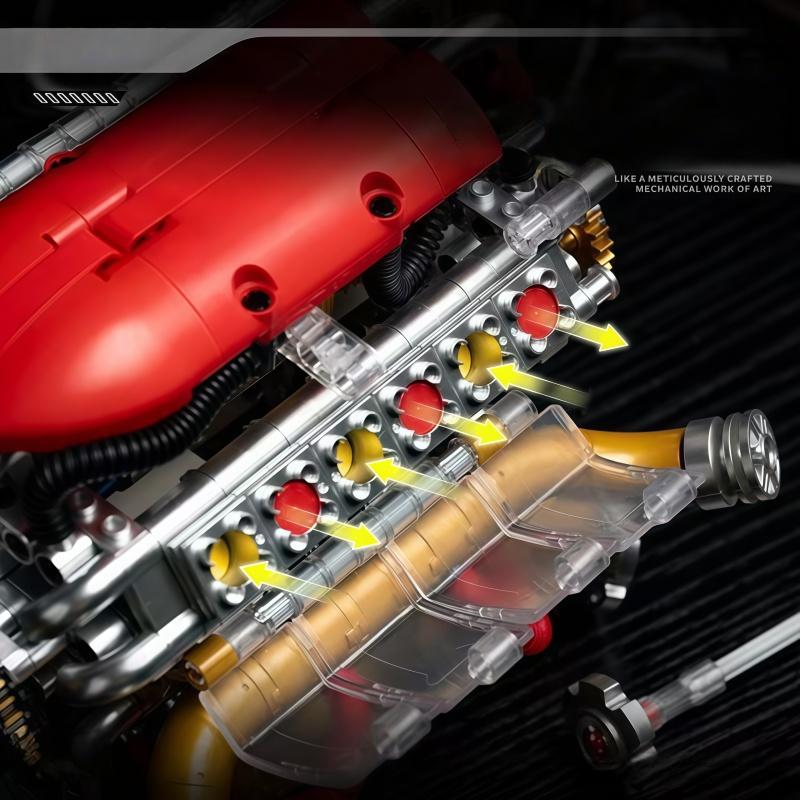 DIY V8 Engine Model Building Kit | Metal-Like Finish | Working Gear Drive | STEM Educational Toy | Desktop Decor Gift