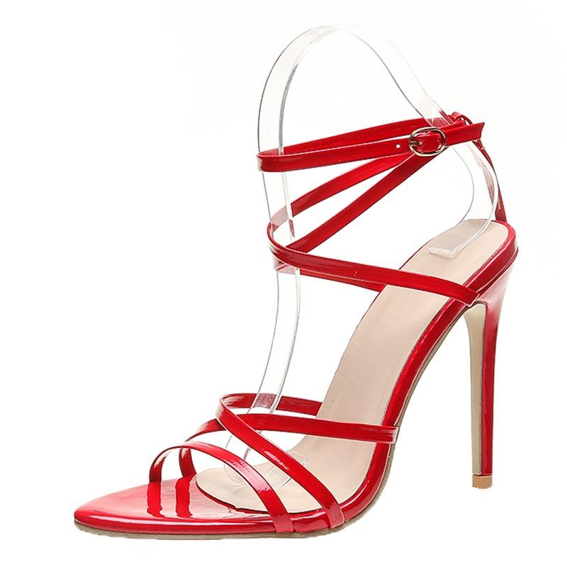 Sexy Women High Heel 8CM Fine Heel Thin Band Sandals Pointed Tip Summer Street Citywalk Casual Sandals Party Shoes Zapatos Mujer