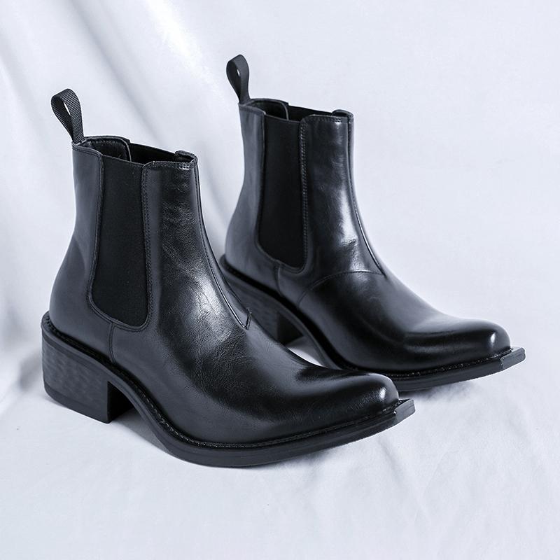 Fashion Brand British Style Business Boots Men Genuine Leather Chelsea Boots New Casual Leather Outdoor Office Shoes Big Size:38-46Boots