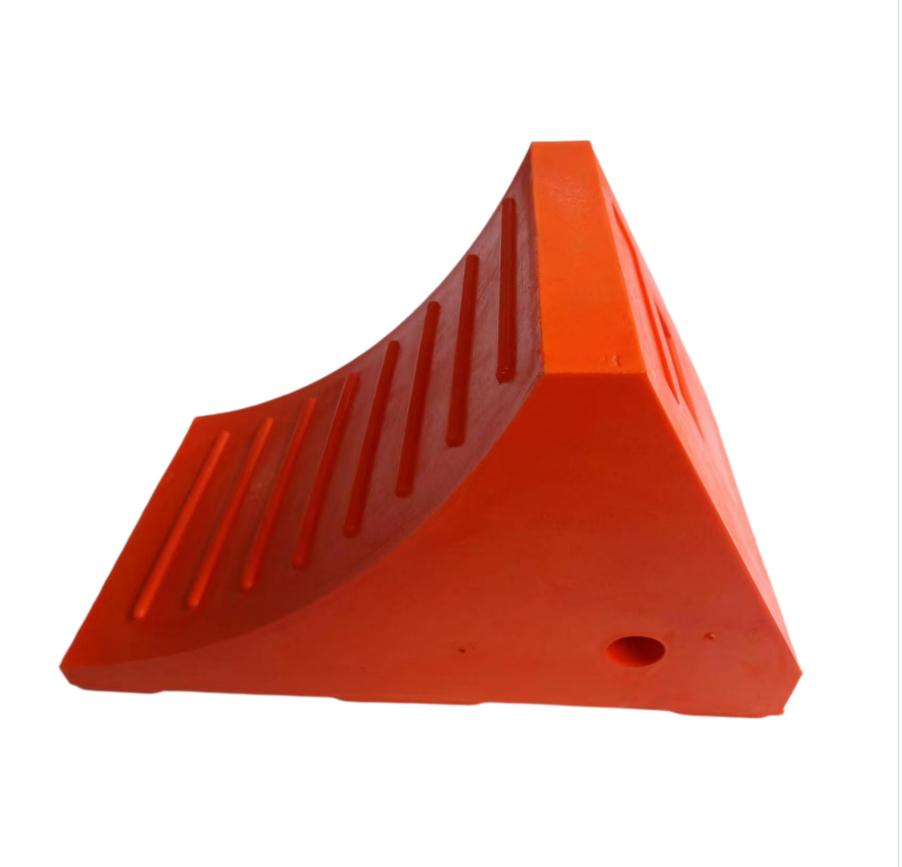 Heavy Duty Orange Pu Wheel Stopper for 30 Ton Truck Tire Chocks pu