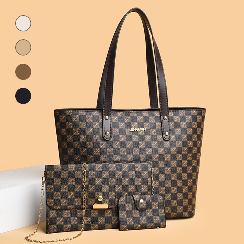 New Printed Shoulder Bag Splicing Plaid Messenger Bag Contrasting Color Large Capacity Texture Women's Bag Mother Bag
