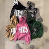 Oversized Hooded Sweatshirt With Puff Print Letters Streetwear Gothic Chic Womens Casual Top