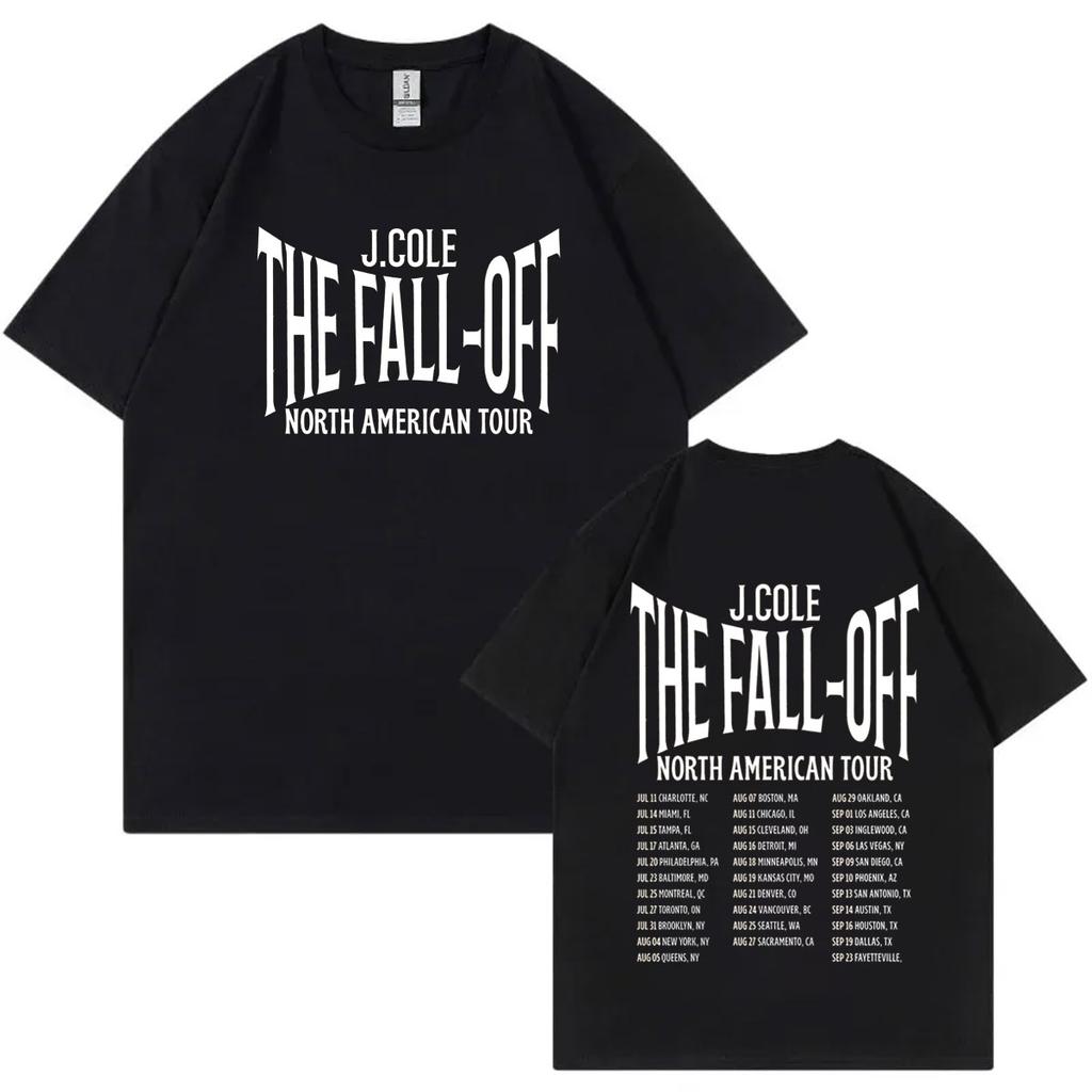 Rapper J Cole The Fall Off Tour 2026 Print T Shirt Harajuku Hip Hop Short Sleeve Tshirt Men Women Casual Fashion Loose Tshirts