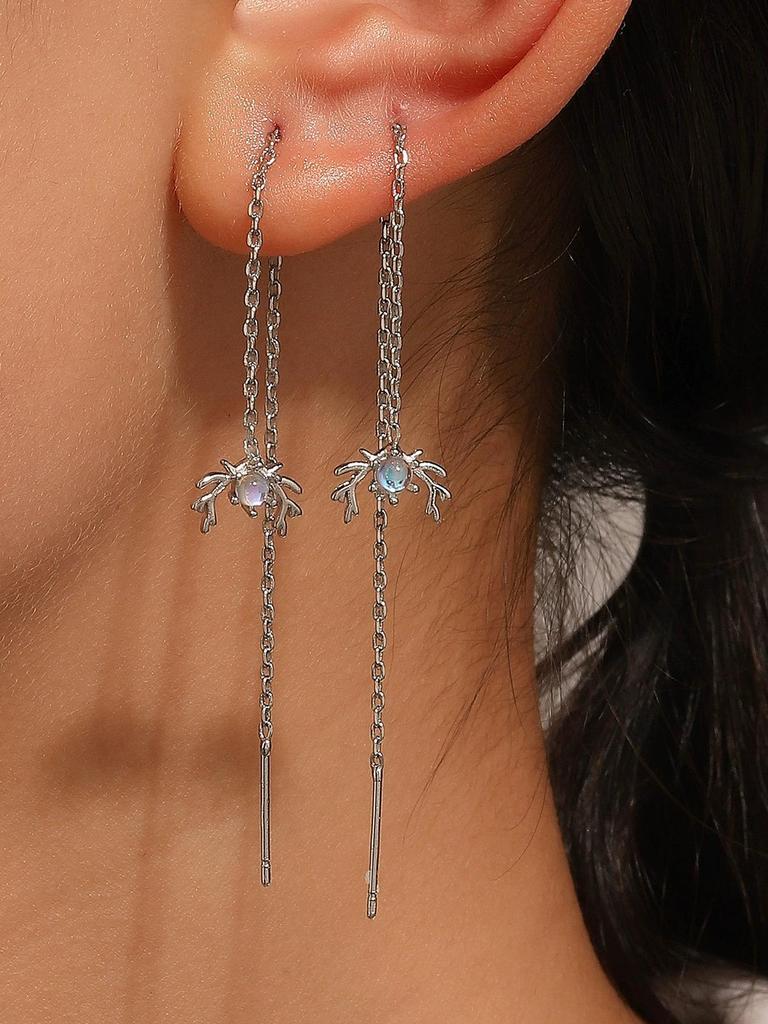 European & American Long Tassel Chain Clip-On Earrings - Versatile Fairy-Inspired Korean Style for Women