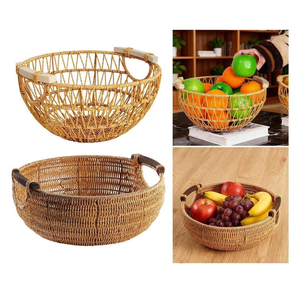 Fruit Basket ABS Plastic Woven Bowl Dish Basket for Cupcake Vegetable Display Party Dining Table