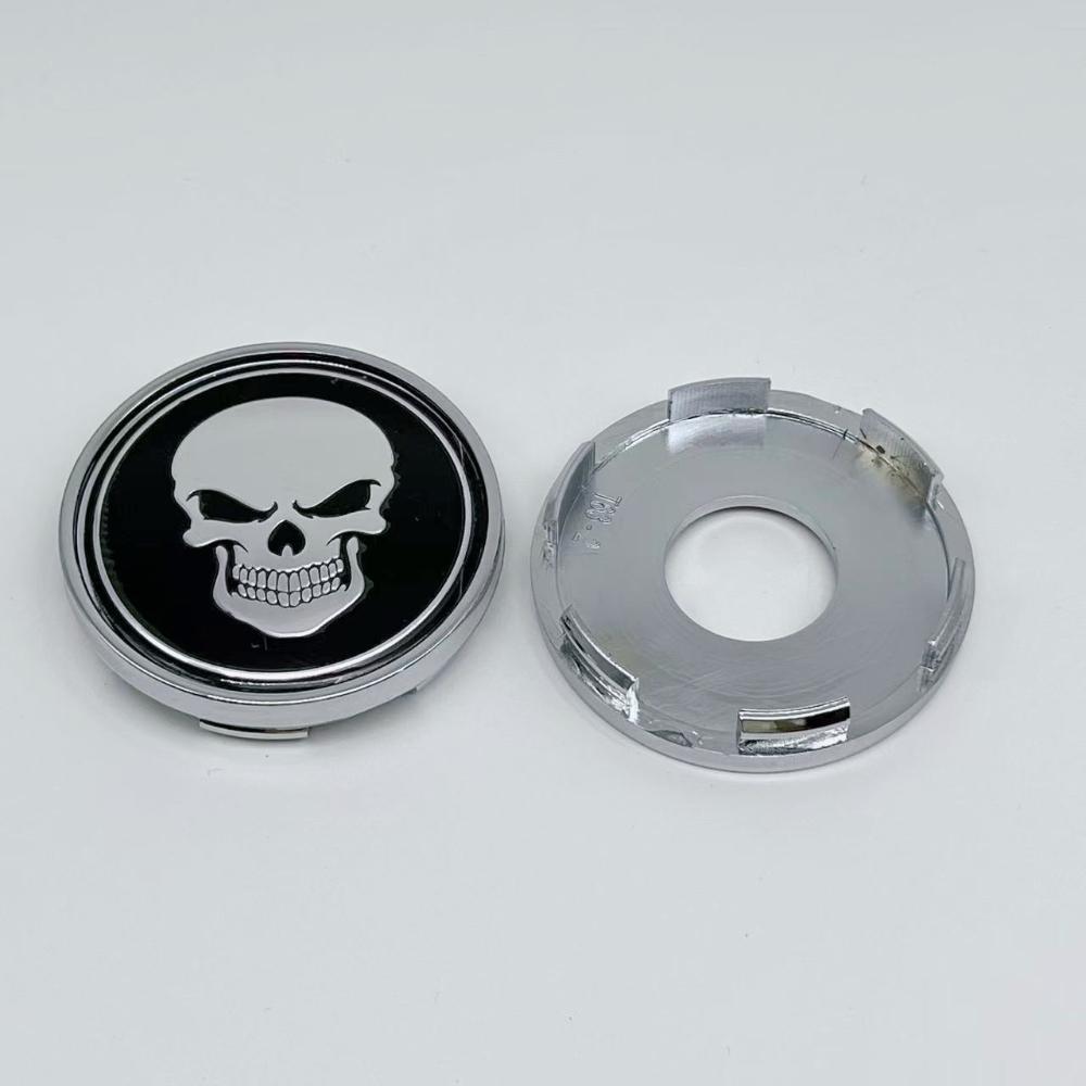 4pcs O.D 63MM / I.D 59MM Skull Logo Emblem Car Wheel Center Caps Accessories for Wheels Hub Lid Rim Hubcaps Centre Cover Replace
