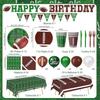 Football Birthday Party Decorations Includes Plates, Napkins, Cups, Banner, Balloons, Touchdown Tablecloth for Football Gameday Tailgate Decorations, 