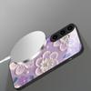 Cream rice white petals suitable for Samsung Galaxy S26 Ultra S20 FE S21 S22+ S23 Plus S24 Ultra 25 Edge black Glass Phone Casee