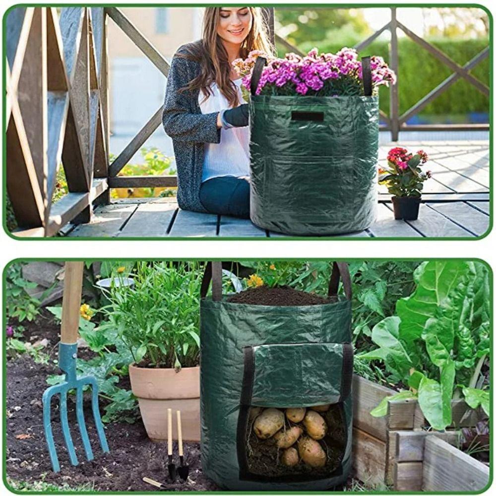 PE Growing Bag With Handles Planting Container Flower Plant Pot  Vegetable Tomato Potato Flower