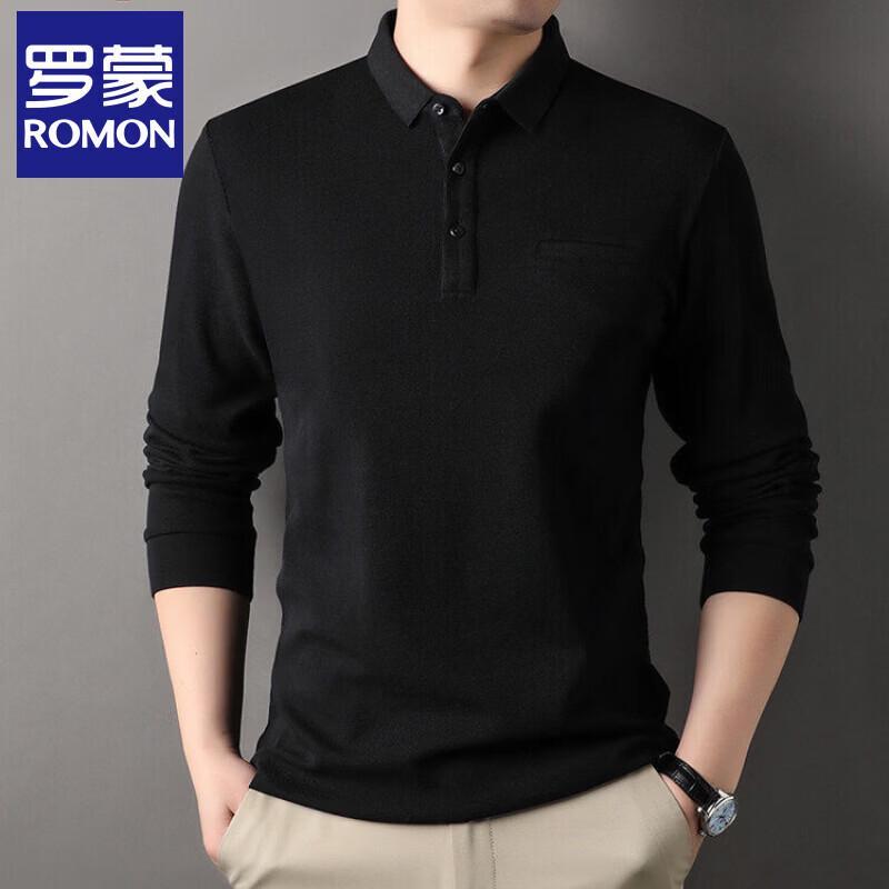 Romone Men s Long-Sleeve Lapel Polo T-Shirt XL