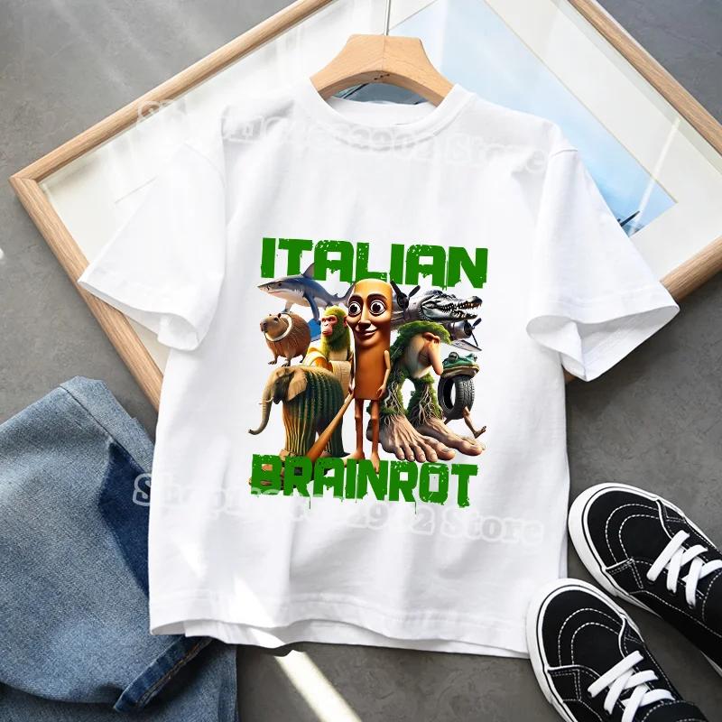 Italian Brainrot Kids Clothes Boys Girls T-shirts Tung Tungtung Sahur Cotton Tee Telala Funny Shark Summer Child Tops Party Gift