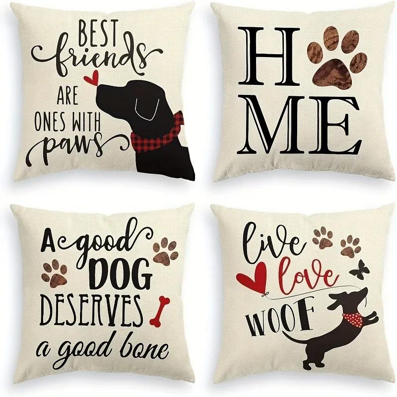 Puppy Pattern Printing Pillowcase Home Bedroom Room Decoration Living Room Sofa Chair Cushion Cover Polyester Material