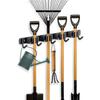 Heavy-Duty Metal Tool Rack Wall-Mounted with 4 Slots and 5 Hooks Tool Storage Self Multi-Functional Space Saving
