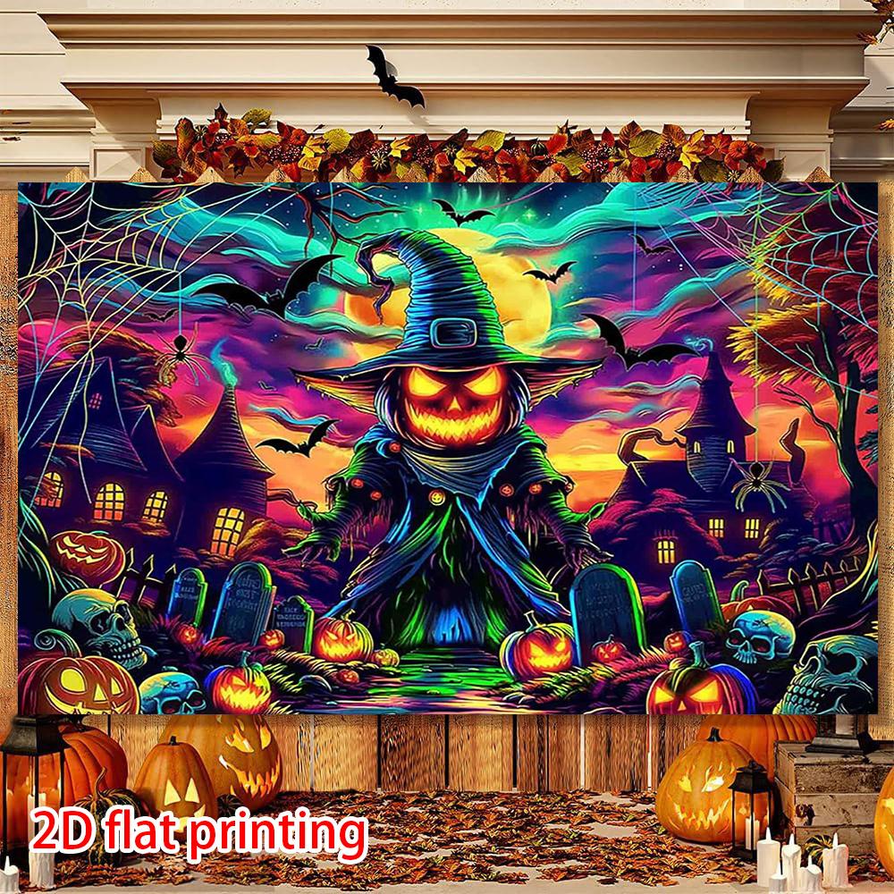 2D flat banner 1 Halloween party background banner scary pumpkin figure evil pumpkin.PMJ