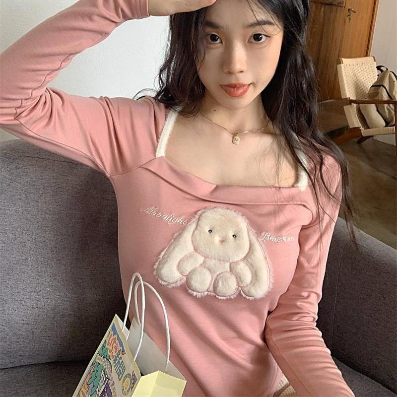 2KWEIRD Japanese Woman Tshirts Square Collar Tunic Summer Tees Fashion Irregular Crop Tops Casual Sweet Y2k T-shirt Shirts for Women