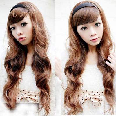 Tenfyer Women's Fashion Sexy Stylish Curly Wavy Half-head Hair Band Hair Extension Wig