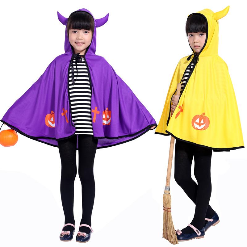 Halloween Children's Dance Show Costume Horn Cloak Demon Shawl Cape