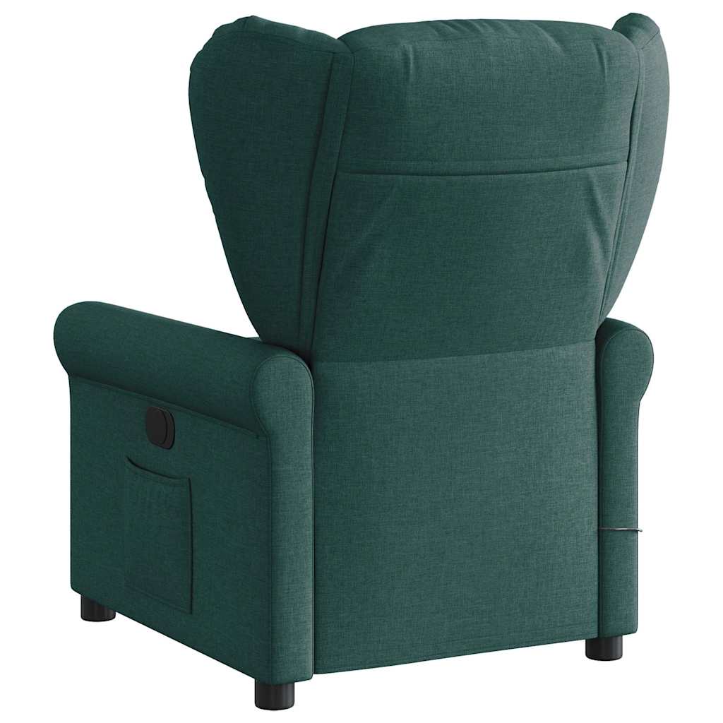 Electric Massage Recliner Dark Green Fabric